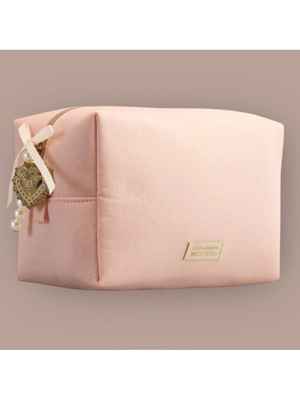 Dolce & Gabbana Makeup Bag Cosmetic Pouch Light Pink Medium New